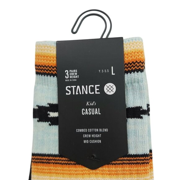 Stance Socks Kids Large 3-5.5 Years 3-Pair Crew Height Mid Cushion Combed Cotton - Picture 6 of 8